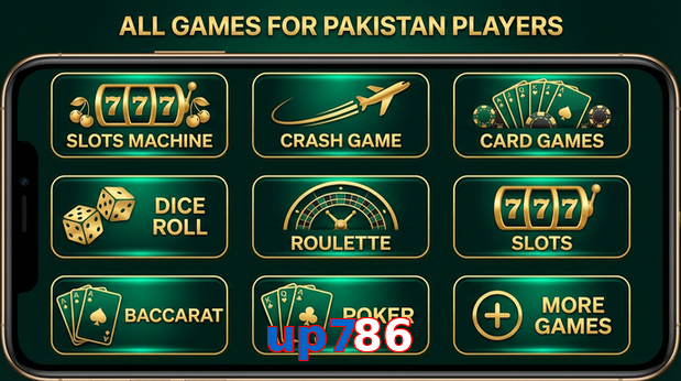 Main screen of Up786 games page for PK players